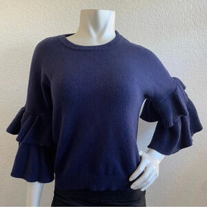 ❤️ Mine Ruffle Sleeve Sweater Size Small color Navy